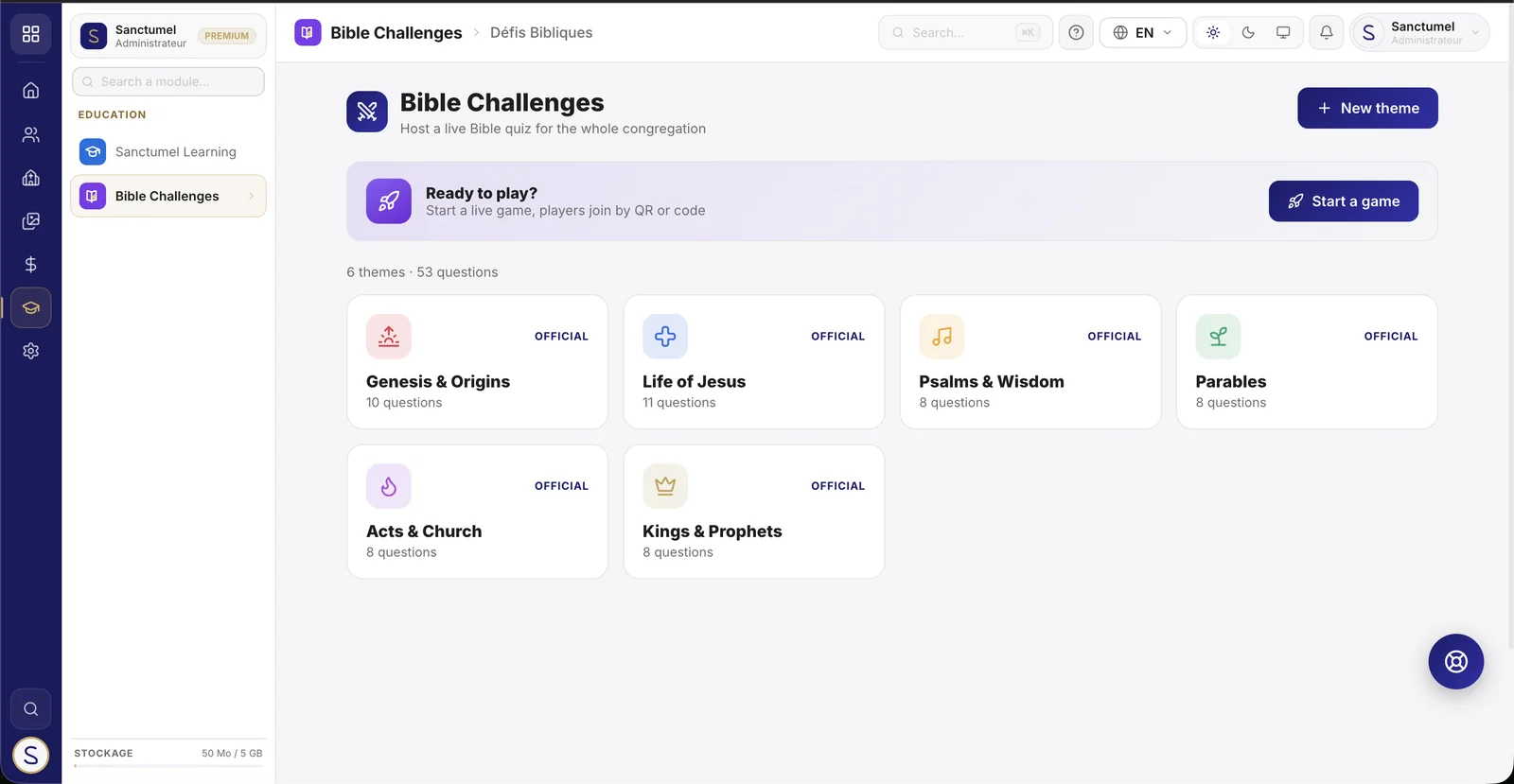The Bible Challenges module