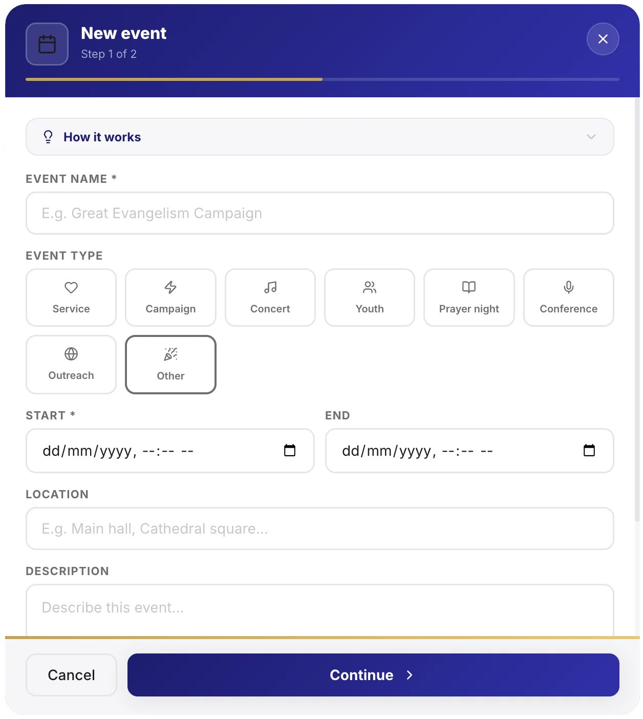 Create an event